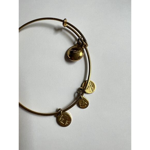 Gold Alex and Ani Bracelet with Red Gemstone Charm - Picture 1 of 4
